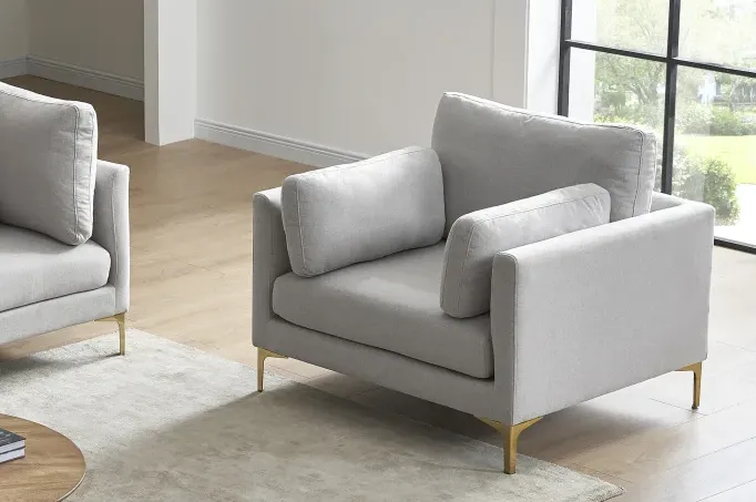 Fauteuil Barbizon en tissu gris, vue 2 sur 6