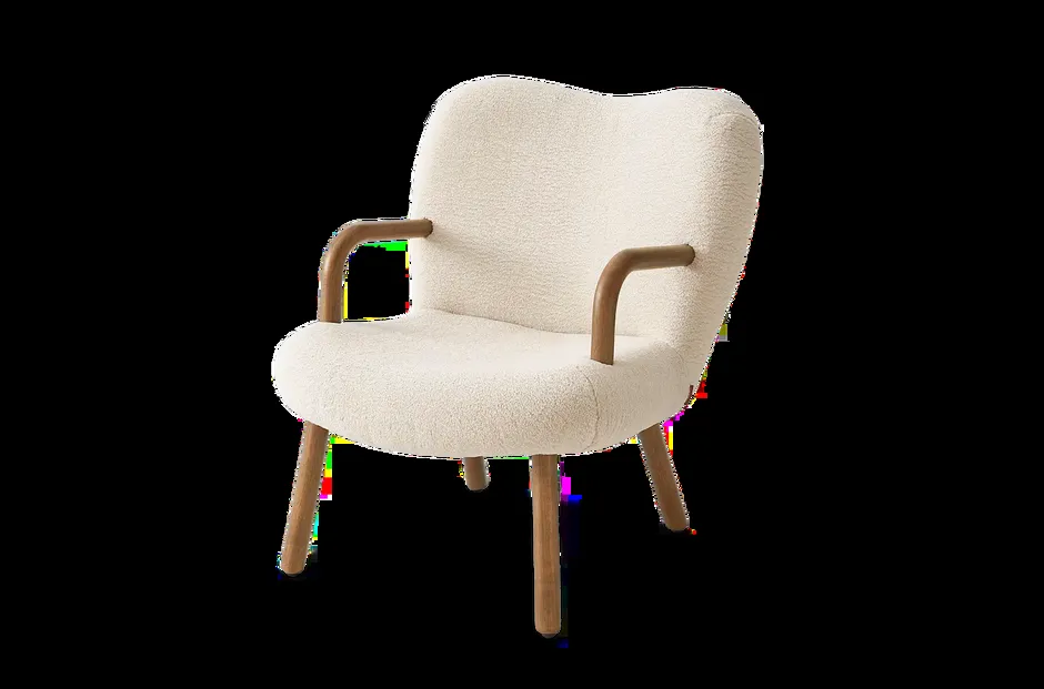 Fauteuil Barjac en tissu bouclé et noyer crème, vue 4 sur 4