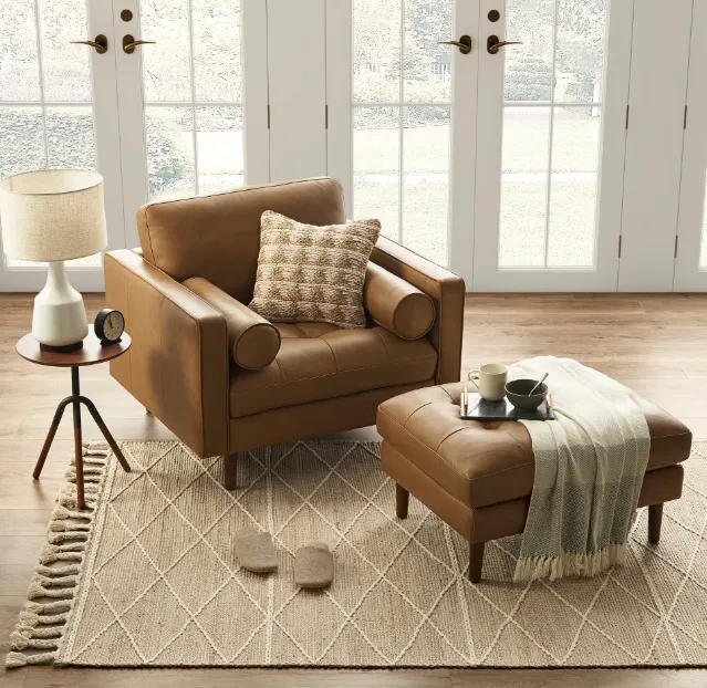 Fauteuil Baume en cuir, vue 3 sur 5