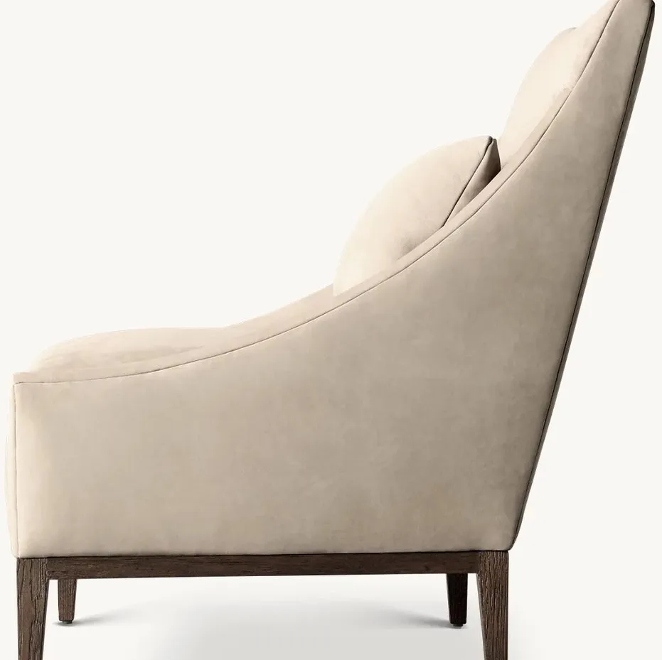 Fauteuil Cancale en cuir beige, vue 2 sur 4