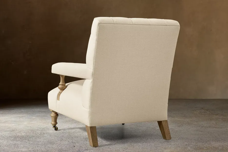 Fauteuil Coaraze en tissu et chêne crème, vue 4 sur 4