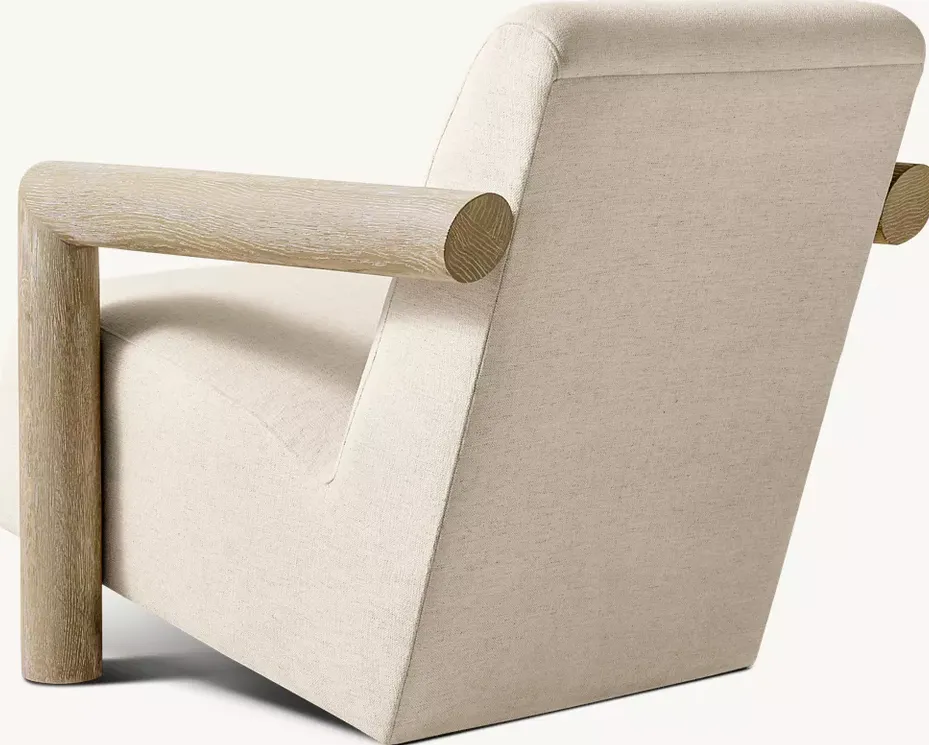 Fauteuil Crest en lin et chêne blanc, vue 4 sur 4