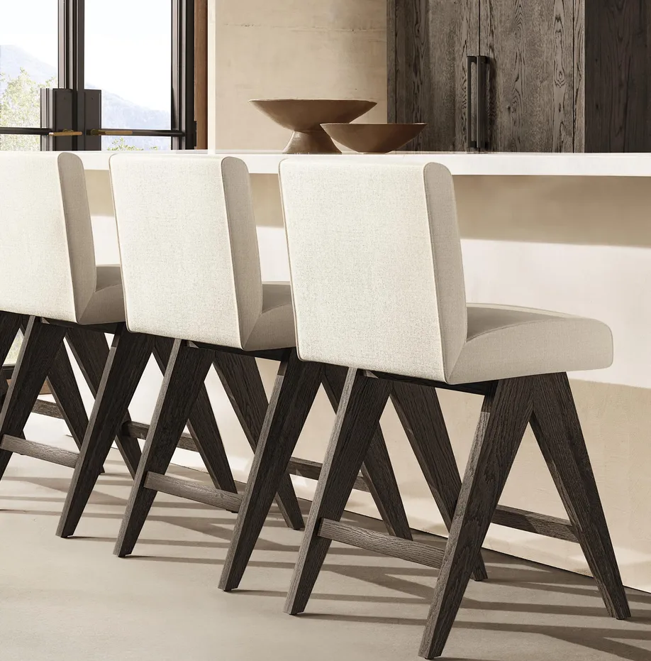 Fauteuil Espalion en tissu et bois massif, vue 2 sur 6
