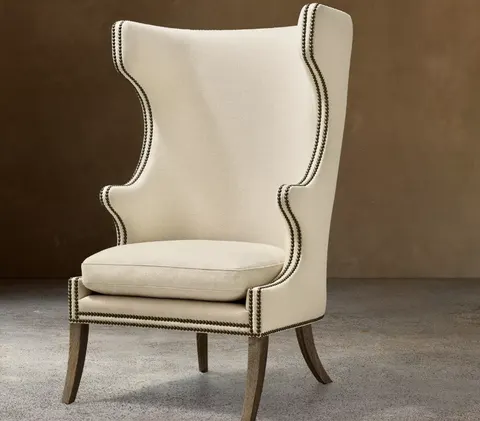 Fauteuil Èze en tissu et chêne crème — fauteuils
