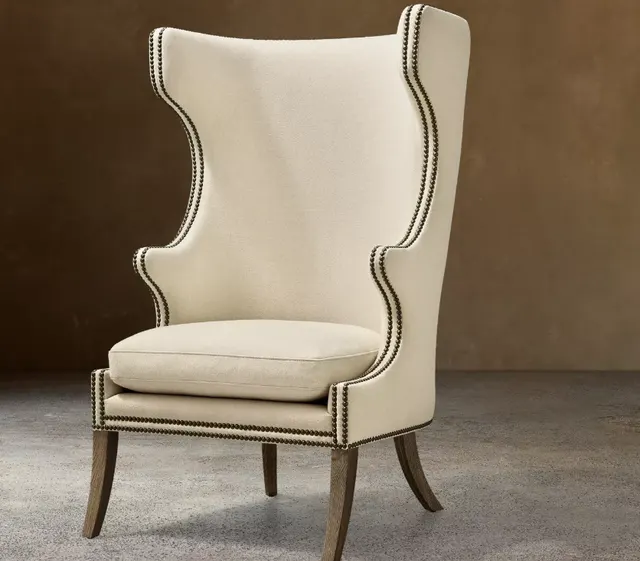 Fauteuil Èze en tissu et chêne crème — fauteuils