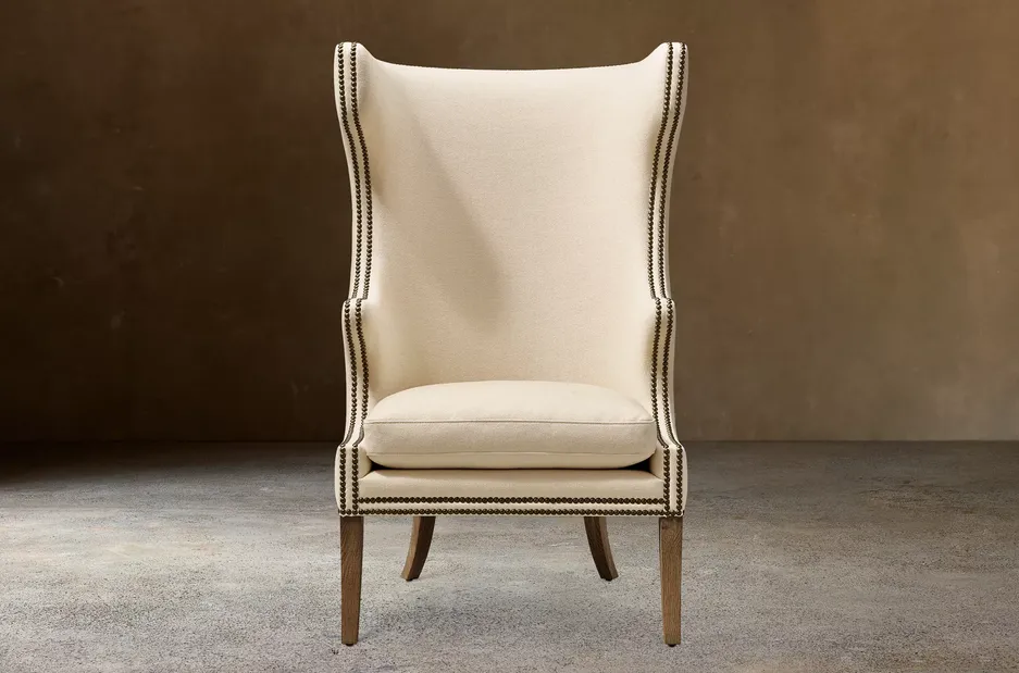 Fauteuil Èze en tissu et chêne crème, vue 2 sur 4