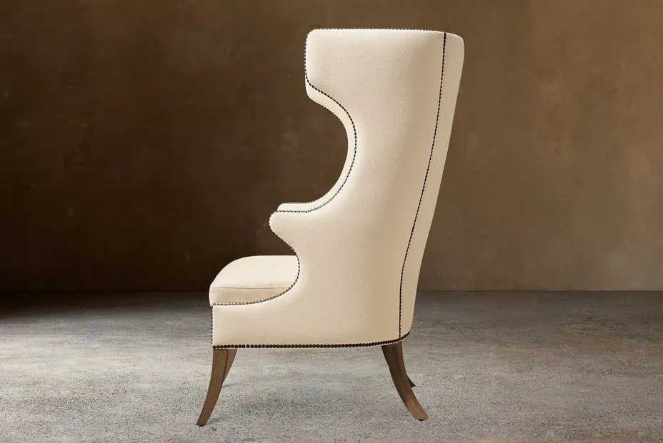 Fauteuil Èze en tissu et chêne crème, vue 3 sur 4