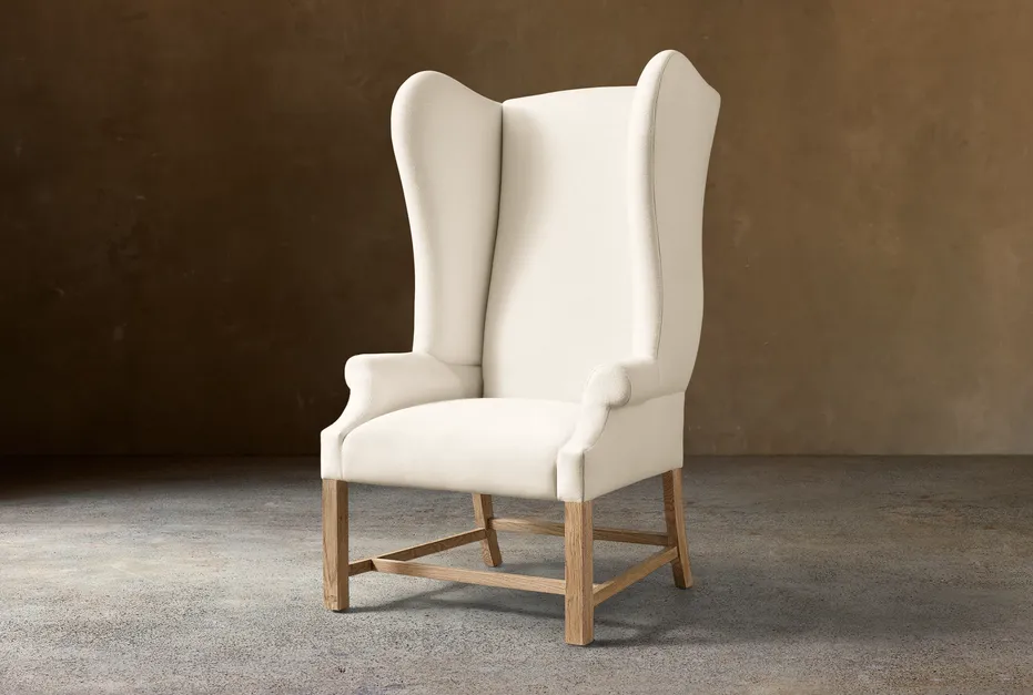 Fauteuil Fayence en lin et chêne, vue 2 sur 4