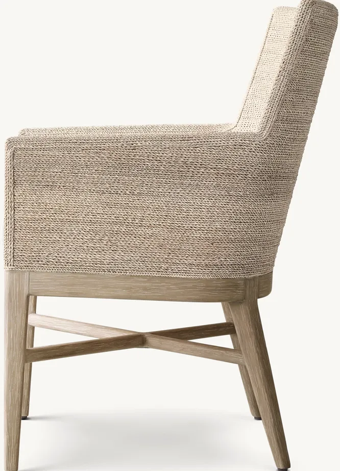 Fauteuil Forcalquier en lin et chêne, vue 3 sur 4