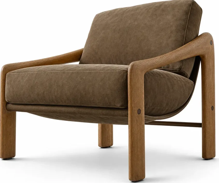 Fauteuil Gordes en cuir et chêne beige, collection fauteuils ELWOOD HOME