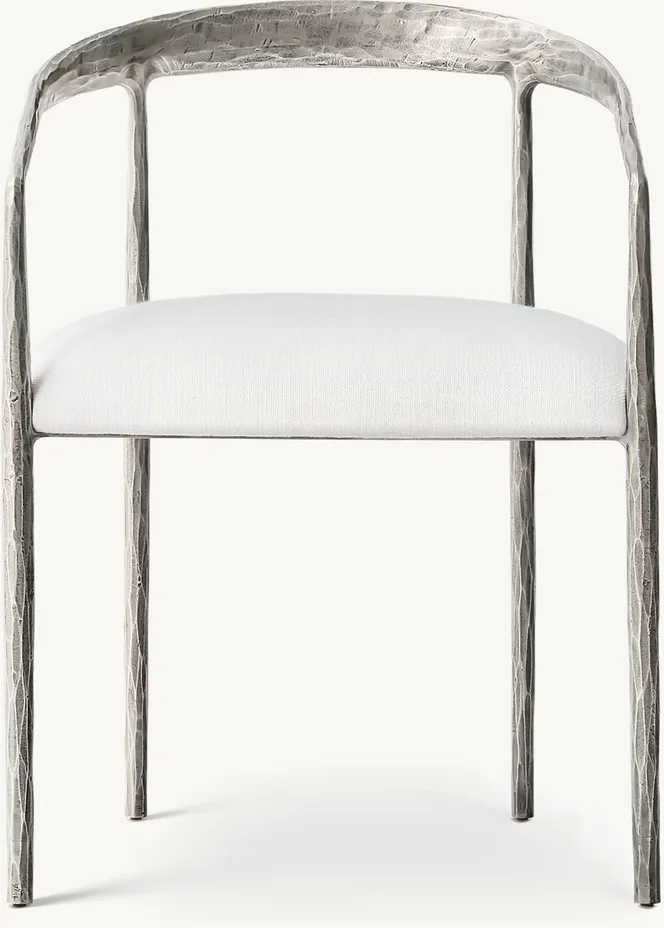 Fauteuil Labeaume en lin blanc, vue 2 sur 5