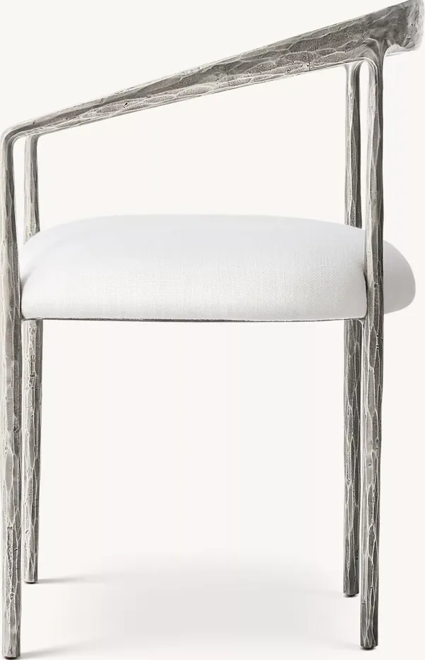 Fauteuil Labeaume en lin blanc, vue 3 sur 5