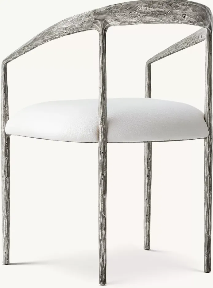Fauteuil Labeaume en lin blanc, vue 4 sur 5