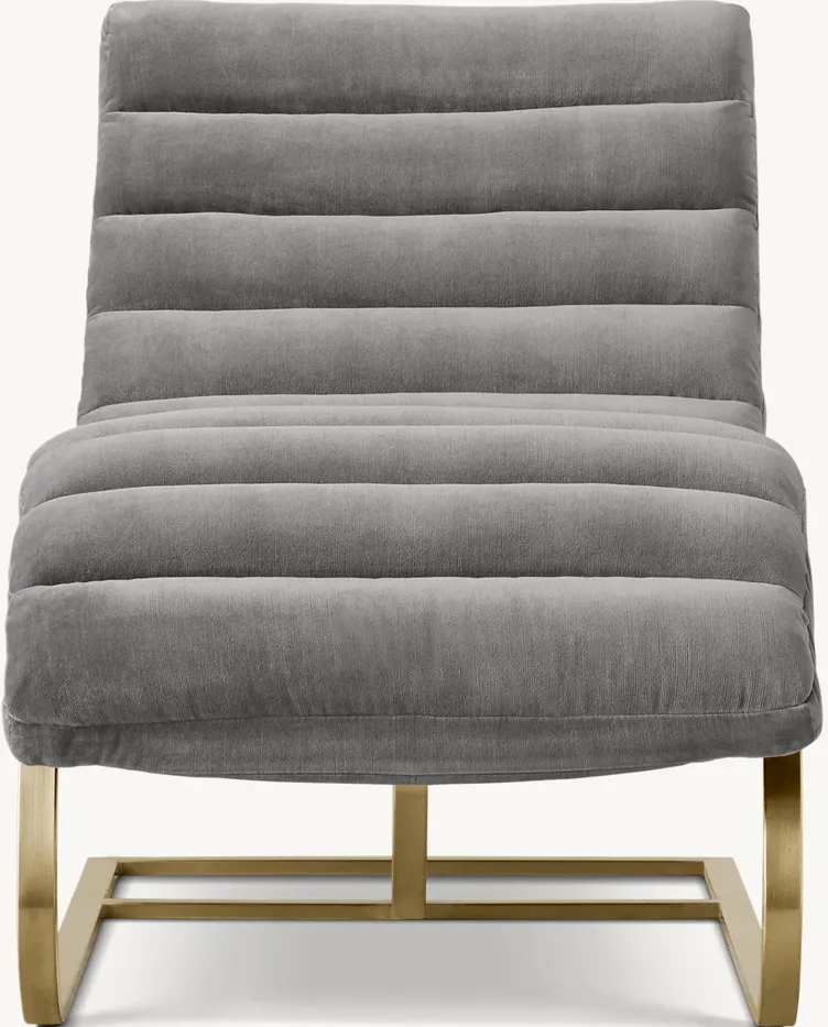 Fauteuil lounge Anduze en velours gris, vue 2 sur 4