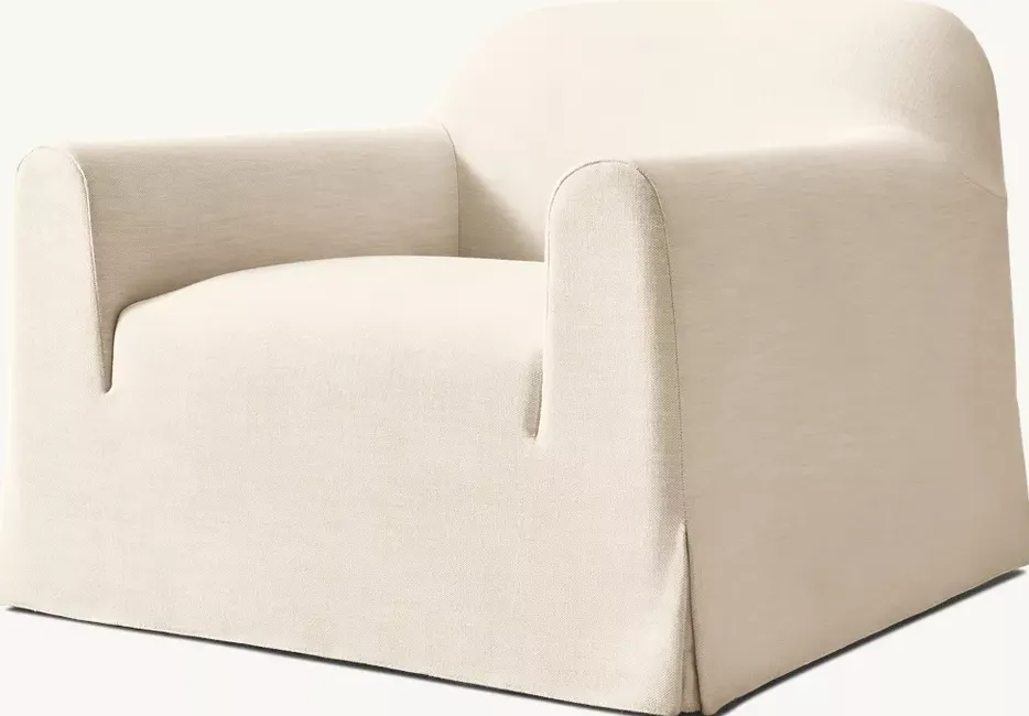Fauteuil lounge Arles en lin crème, vue 3 sur 4