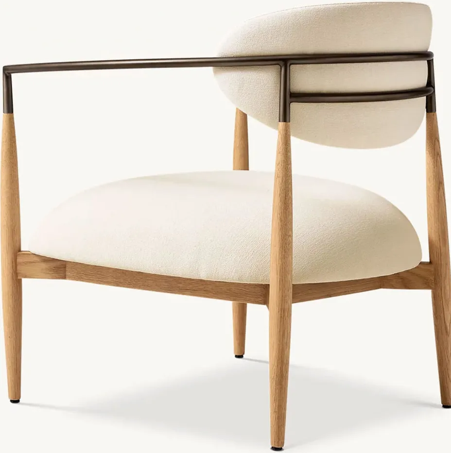 Fauteuil lounge Autun en chêne, vue 3 sur 4