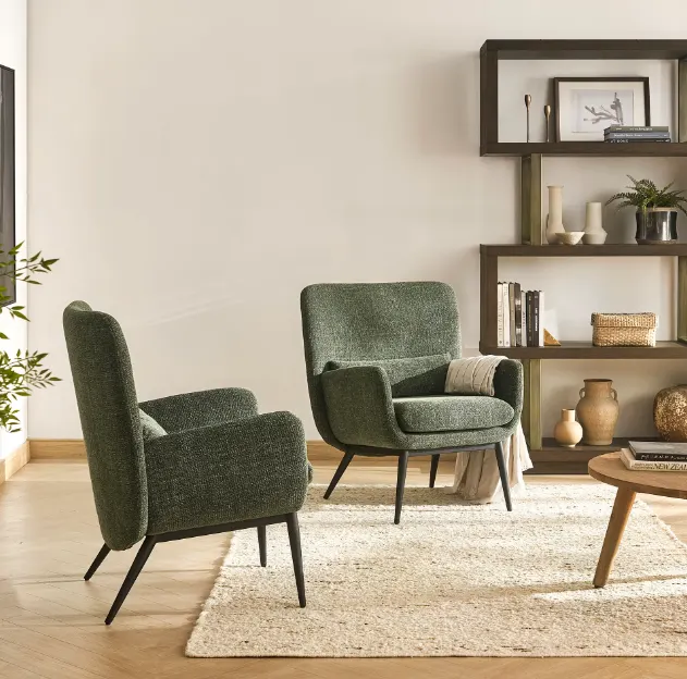 Fauteuil lounge Cuisery en tissu vert — fauteuils