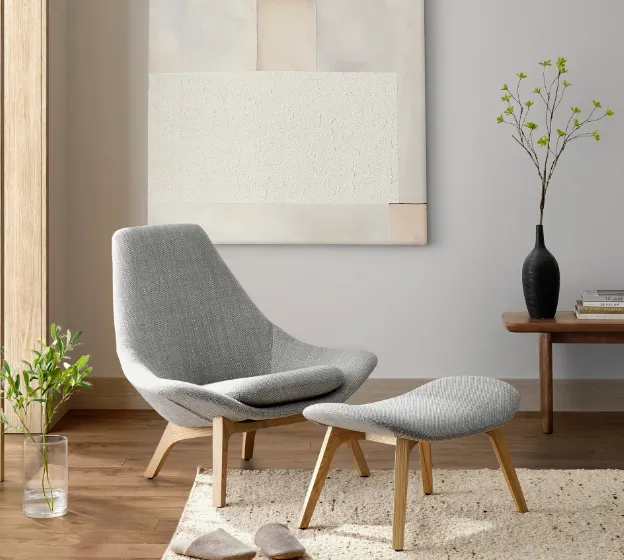 Fauteuil lounge Loubressac en tissu gris, vue 4 sur 4