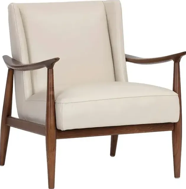 Fauteuil lounge Megève en cuir et frêne — fauteuils