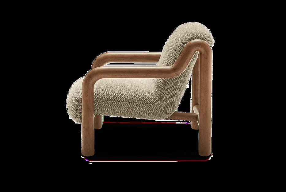Fauteuil lounge Ornans en tissu et bois massif, vue 6 sur 6