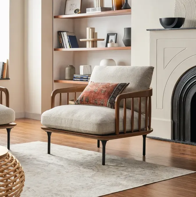 Fauteuil lounge Rochefort en velours, vue 2 sur 6