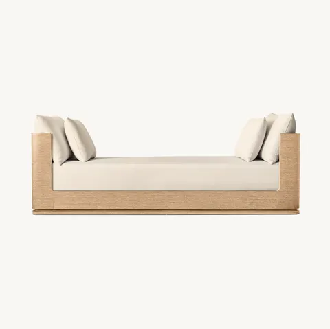 Fauteuil lounge Roscoff en tissu et bois massif — fauteuils