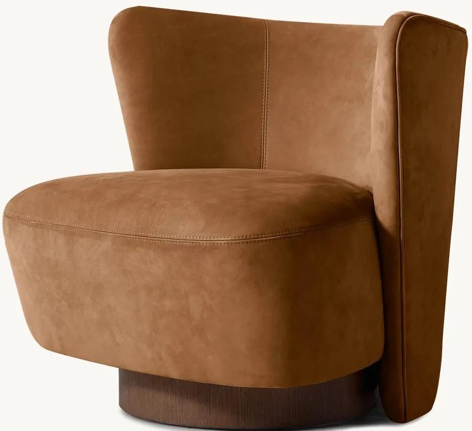 Fauteuil lounge Saulieu en cuir, vue 2 sur 5
