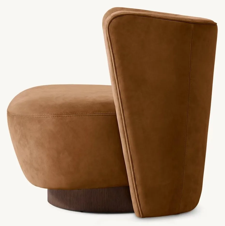 Fauteuil lounge Saulieu en cuir, vue 3 sur 5
