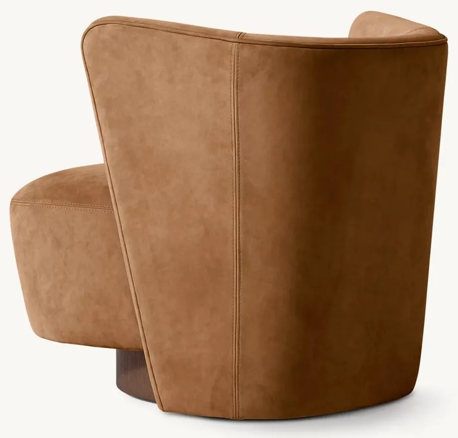 Fauteuil lounge Saulieu en cuir, vue 4 sur 5