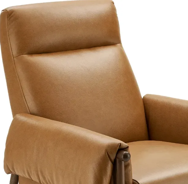Fauteuil lounge Talloires en cuir et bois massif, vue 4 sur 5