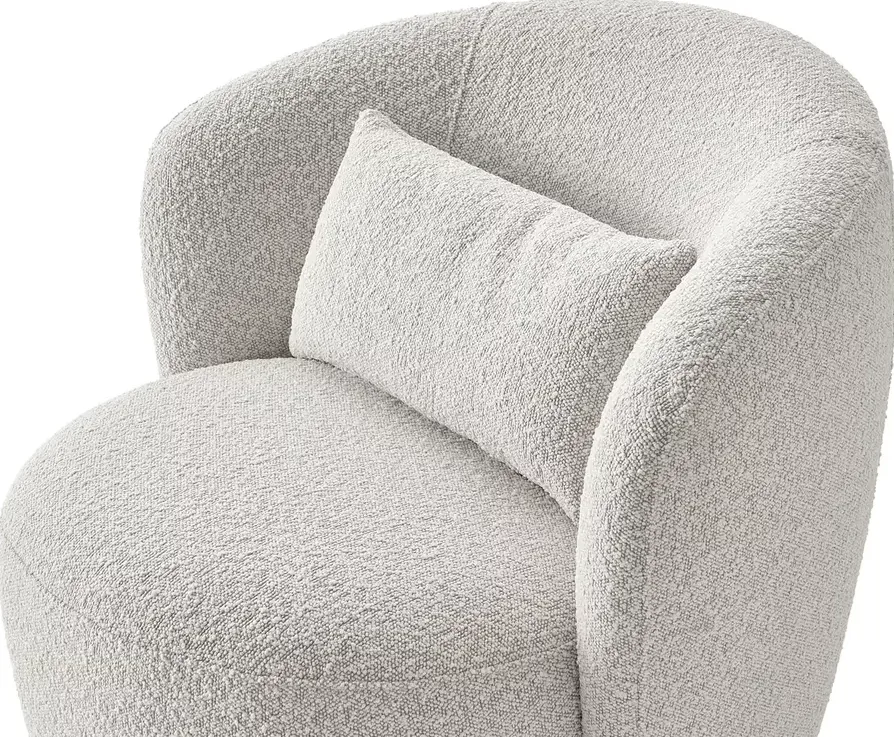 Fauteuil Lussan en tissu bouclé et noyer gris, vue 3 sur 4