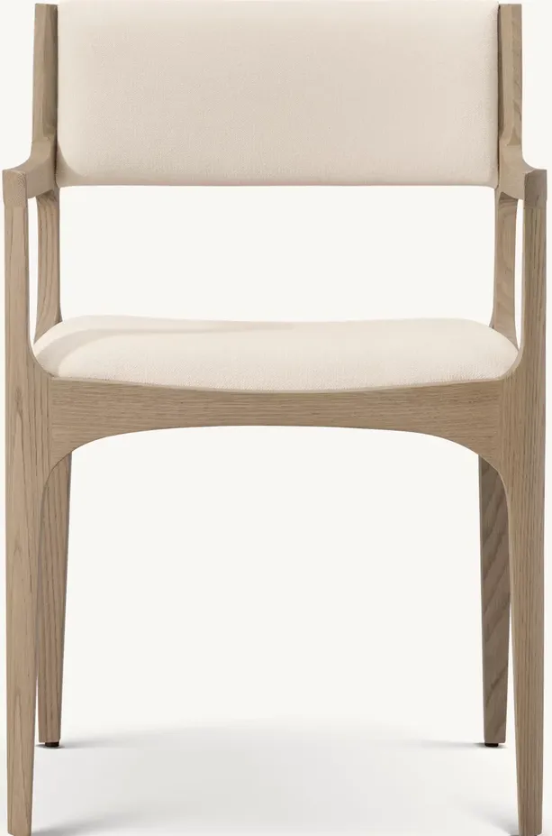 Fauteuil Manosque en tissu bouclé et chêne, vue 2 sur 4