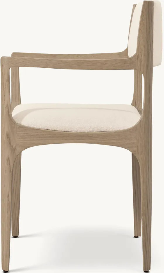 Fauteuil Manosque en tissu bouclé et chêne, vue 3 sur 4
