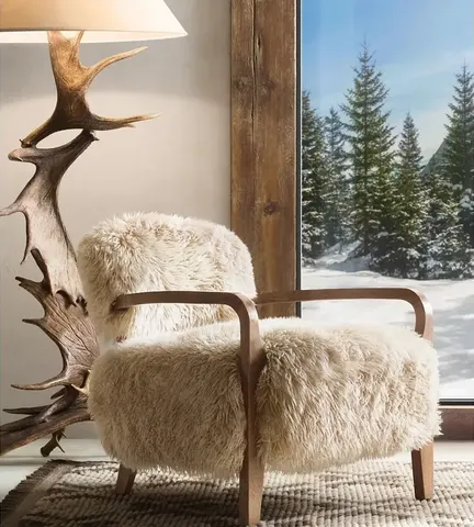 Fauteuil Meursault en cuir et bois massif — fauteuils