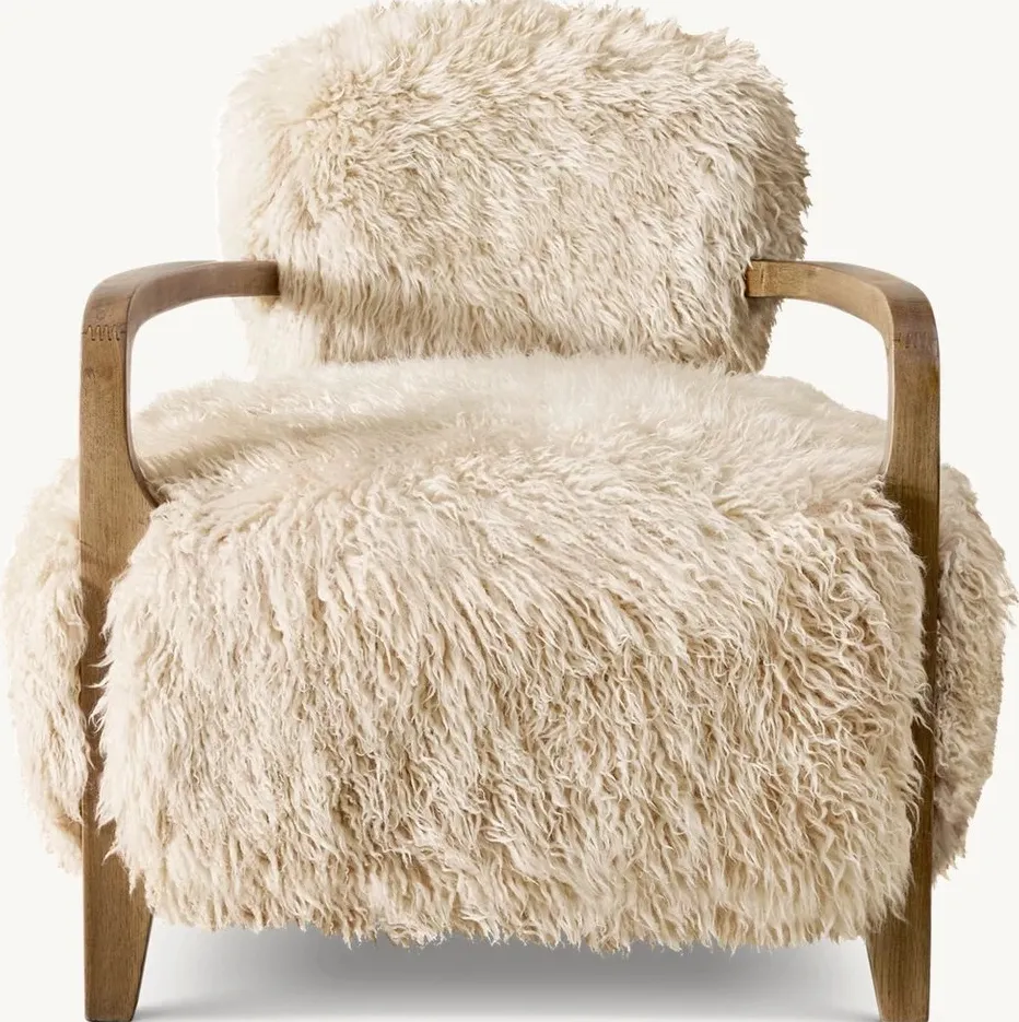 Fauteuil Meursault en cuir et bois massif, vue 2 sur 5