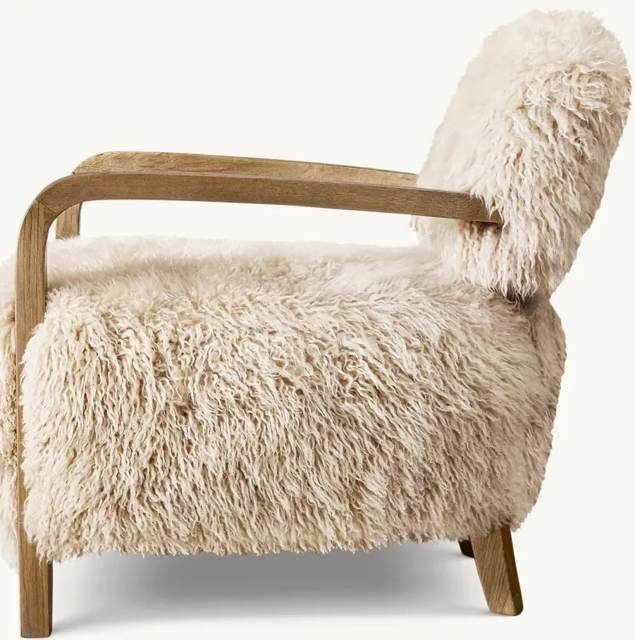Fauteuil Meursault en cuir et bois massif, vue 3 sur 5