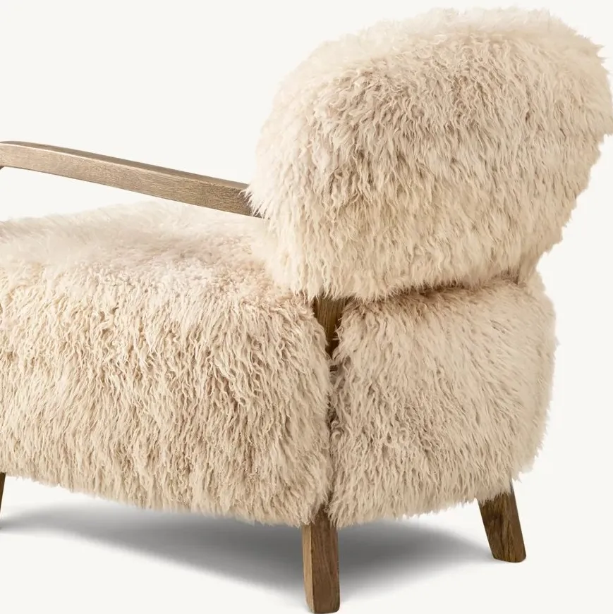 Fauteuil Meursault en cuir et bois massif, vue 5 sur 5