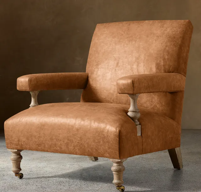 Fauteuil Mougins en cuir et chêne — fauteuils