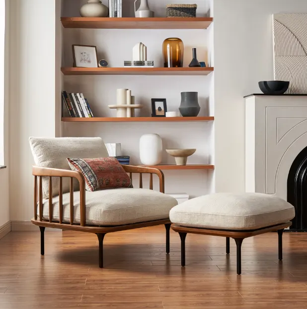 Fauteuil Nozeroy en tissu et bois massif — fauteuils