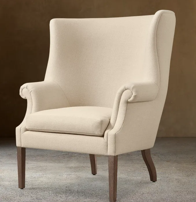 Fauteuil Peille en lin et chêne crème, collection fauteuils ELWOOD HOME