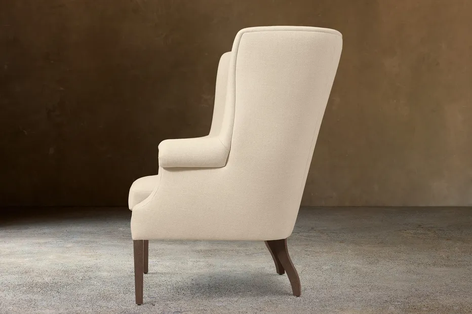 Fauteuil Peille en lin et chêne crème, vue 3 sur 4