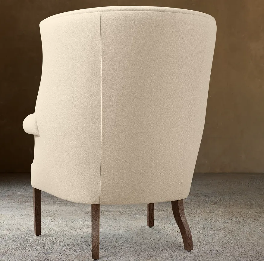 Fauteuil Peille en lin et chêne crème, vue 4 sur 4