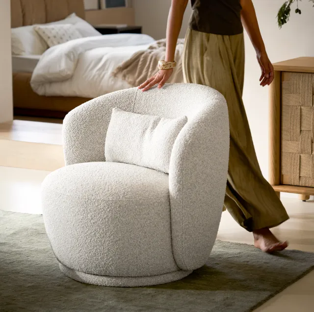 Fauteuil pivotant Annecy en velours, vue 3 sur 5
