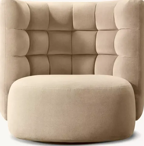 Fauteuil pivotant Aubenas en velours beige — fauteuils