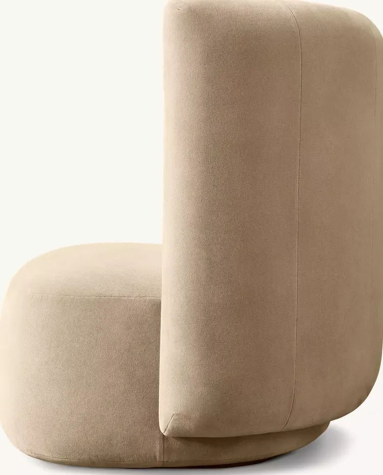 Fauteuil pivotant Aubenas en velours beige, vue 3 sur 4