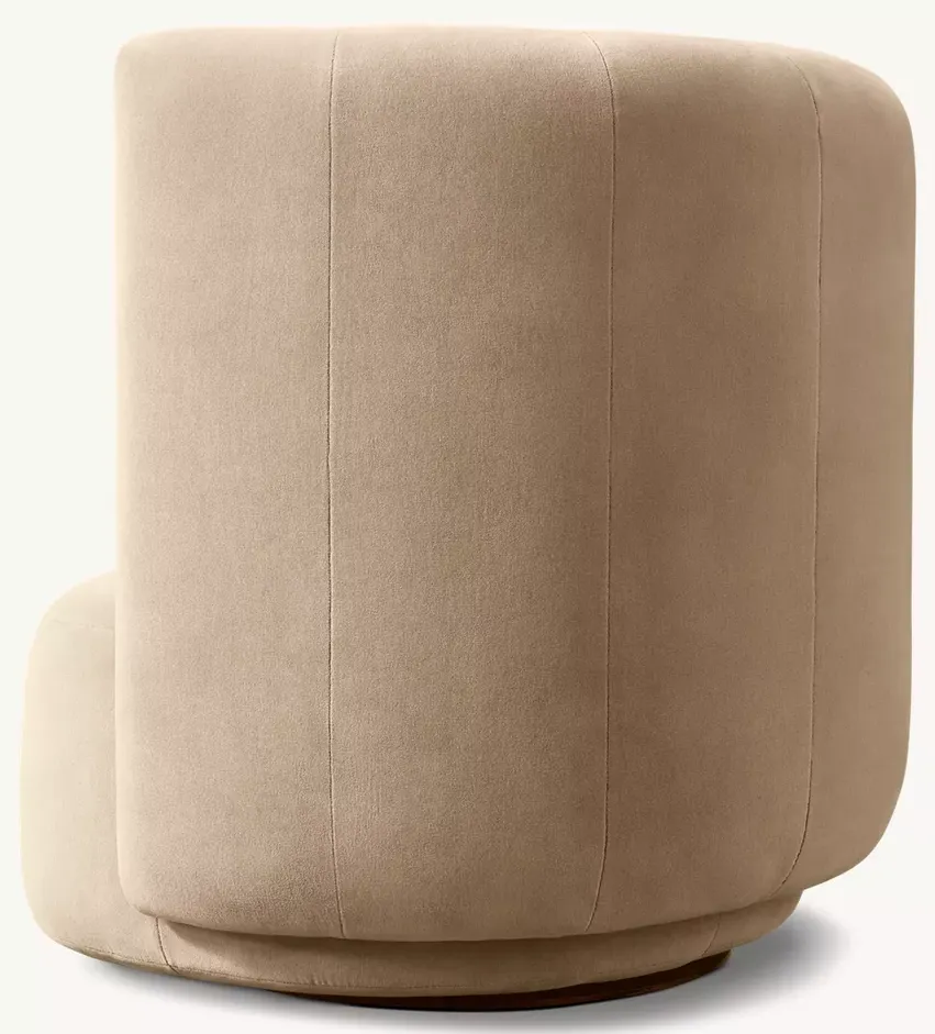 Fauteuil pivotant Aubenas en velours beige, vue 4 sur 4