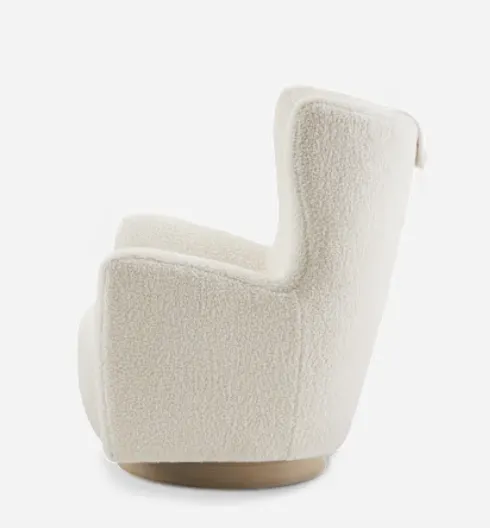 Fauteuil pivotant Belley en tissu et bois massif, vue 4 sur 6