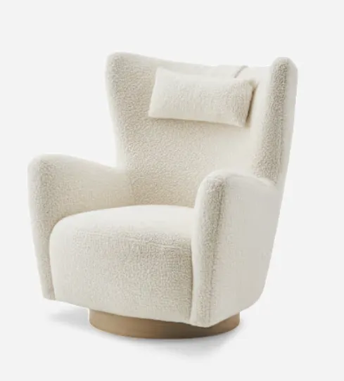 Fauteuil pivotant Belley en tissu et bois massif, vue 6 sur 6