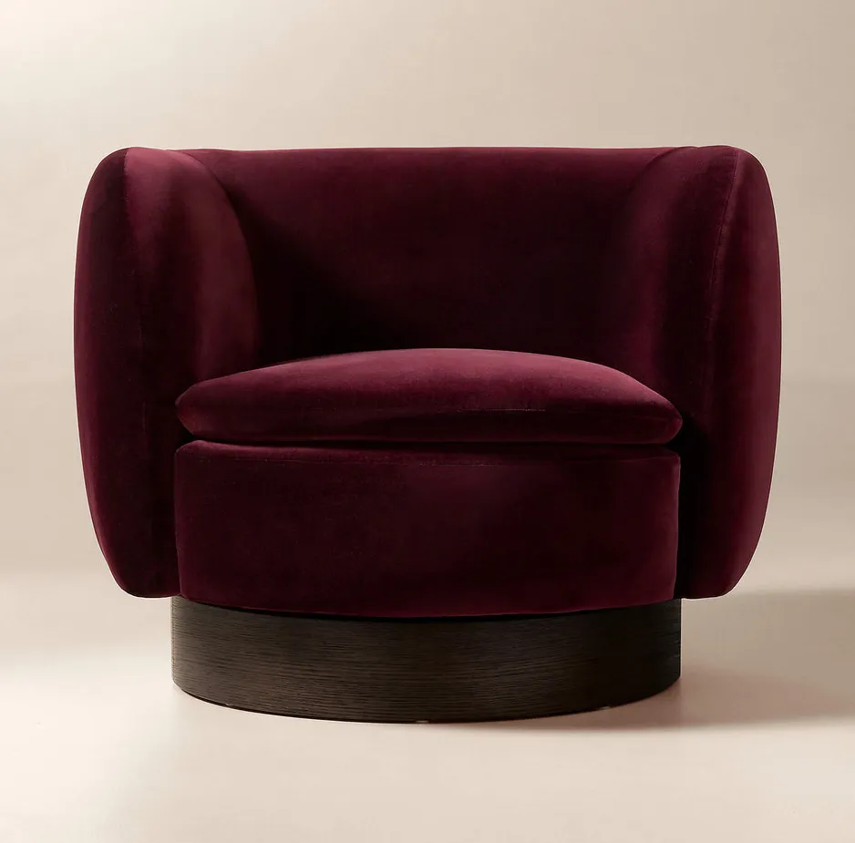 Fauteuil pivotant Chablis en velours, vue 5 sur 6