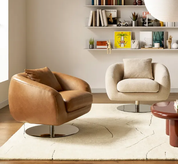 Fauteuil pivotant Clairvaux en cuir, vue 3 sur 5